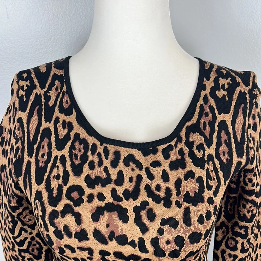 BCBG MaxAzria Sheena French Leopard Print Bodycon Dress - Mob Wife Aesthetic - Picture 6 of 17